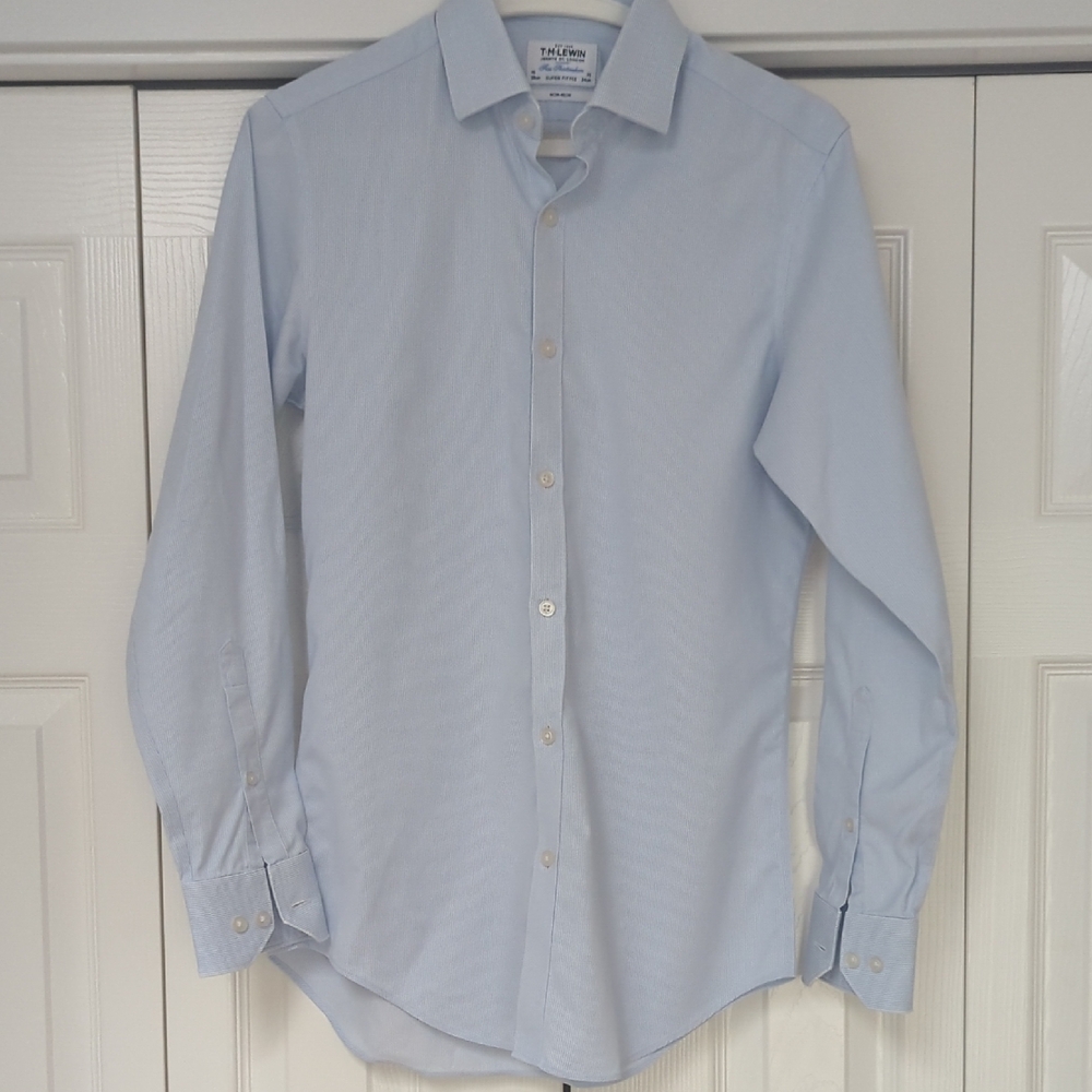 T.M.Lewin Blue Dress Shirt Elegant Business Wear